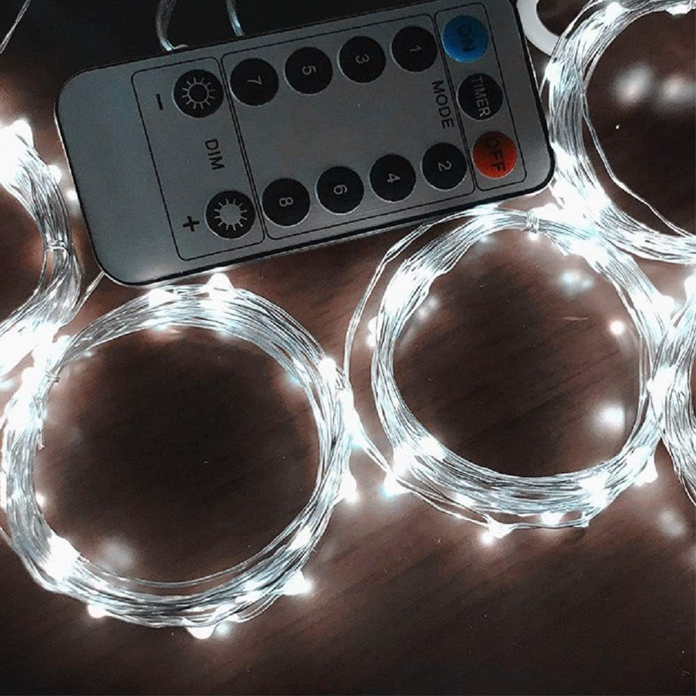 Led Curtain String Lights with Remote for Bedroom Wedding Party Festive Season Propose Marriage (Bright White)
