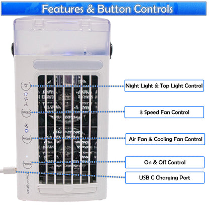 Portable Air Conditioner Personal Space Evaporative Air Cooler Mini AC Dual Fans