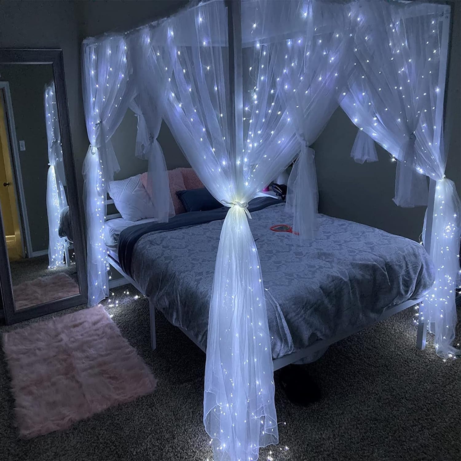 Led Curtain String Lights with Remote for Bedroom Wedding Party Festive Season Propose Marriage (Bright White)