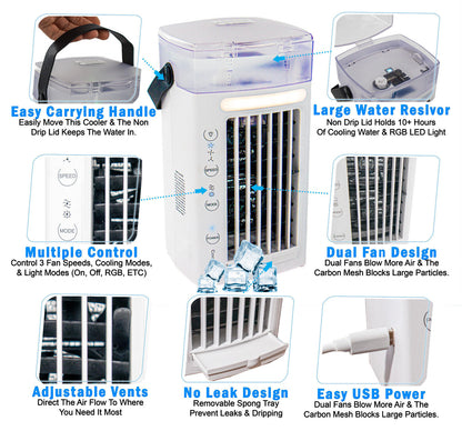 Portable Air Conditioner Personal Space Evaporative Air Cooler Mini AC Dual Fans