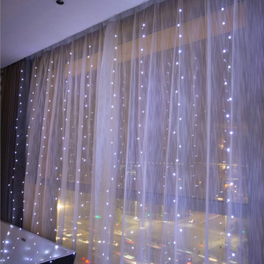 Led Curtain String Lights with Remote for Bedroom Wedding Party Festive Season Propose Marriage (Bright White)